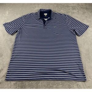 Greg Norman PLAYDRY Golf Polo Shirt XL Blue Striped Shark Logo Menswear